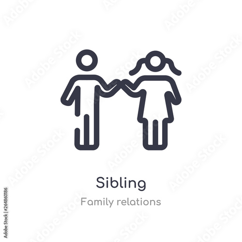 sibling outline icon. isolated line vector illustration from family relations collection. editable thin stroke sibling icon on white background