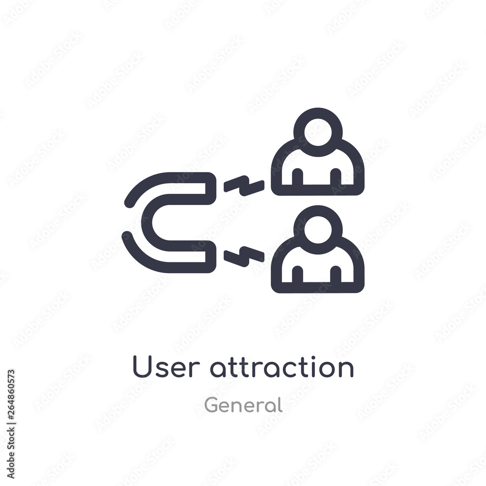 user attraction outline icon. isolated line vector illustration from general collection. editable thin stroke user attraction icon on white background