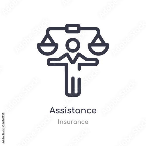 assistance outline icon. isolated line vector illustration from insurance collection. editable thin stroke assistance icon on white background