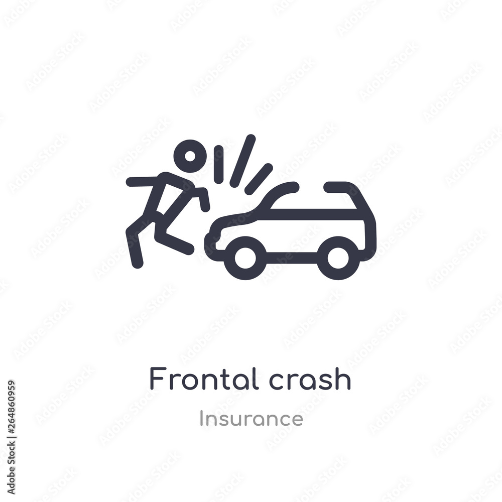 Obraz premium frontal crash outline icon. isolated line vector illustration from insurance collection. editable thin stroke frontal crash icon on white background