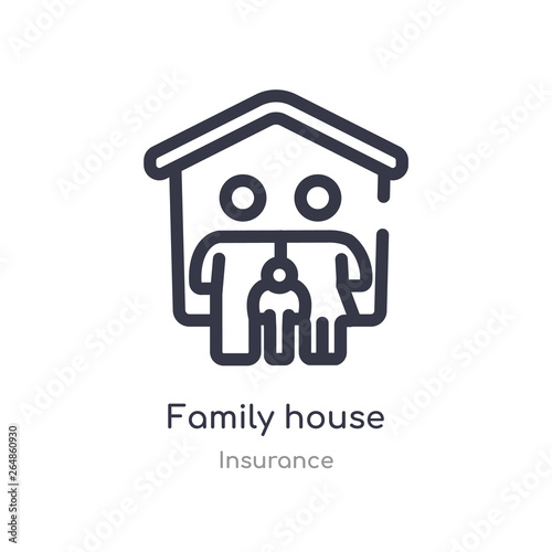 family house outline icon. isolated line vector illustration from insurance collection. editable thin stroke family house icon on white background