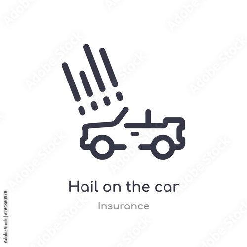 hail on the car outline icon. isolated line vector illustration from insurance collection. editable thin stroke hail on the car icon on white background