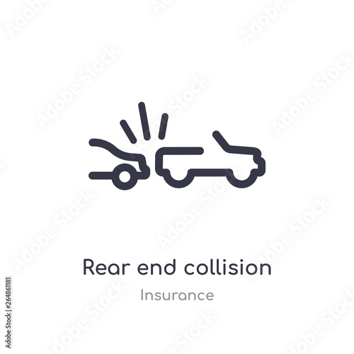 rear end collision outline icon. isolated line vector illustration from insurance collection. editable thin stroke rear end collision icon on white background
