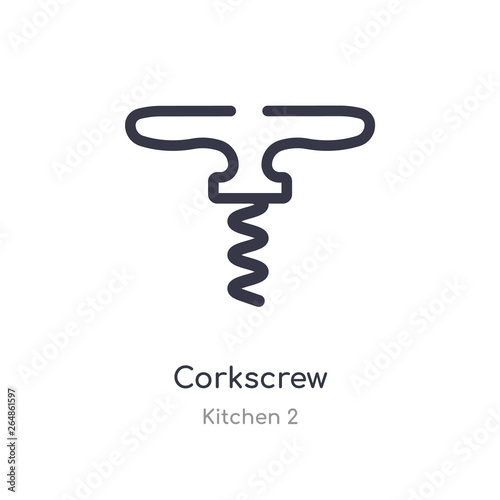 corkscrew outline icon. isolated line vector illustration from kitchen 2 collection. editable thin stroke corkscrew icon on white background
