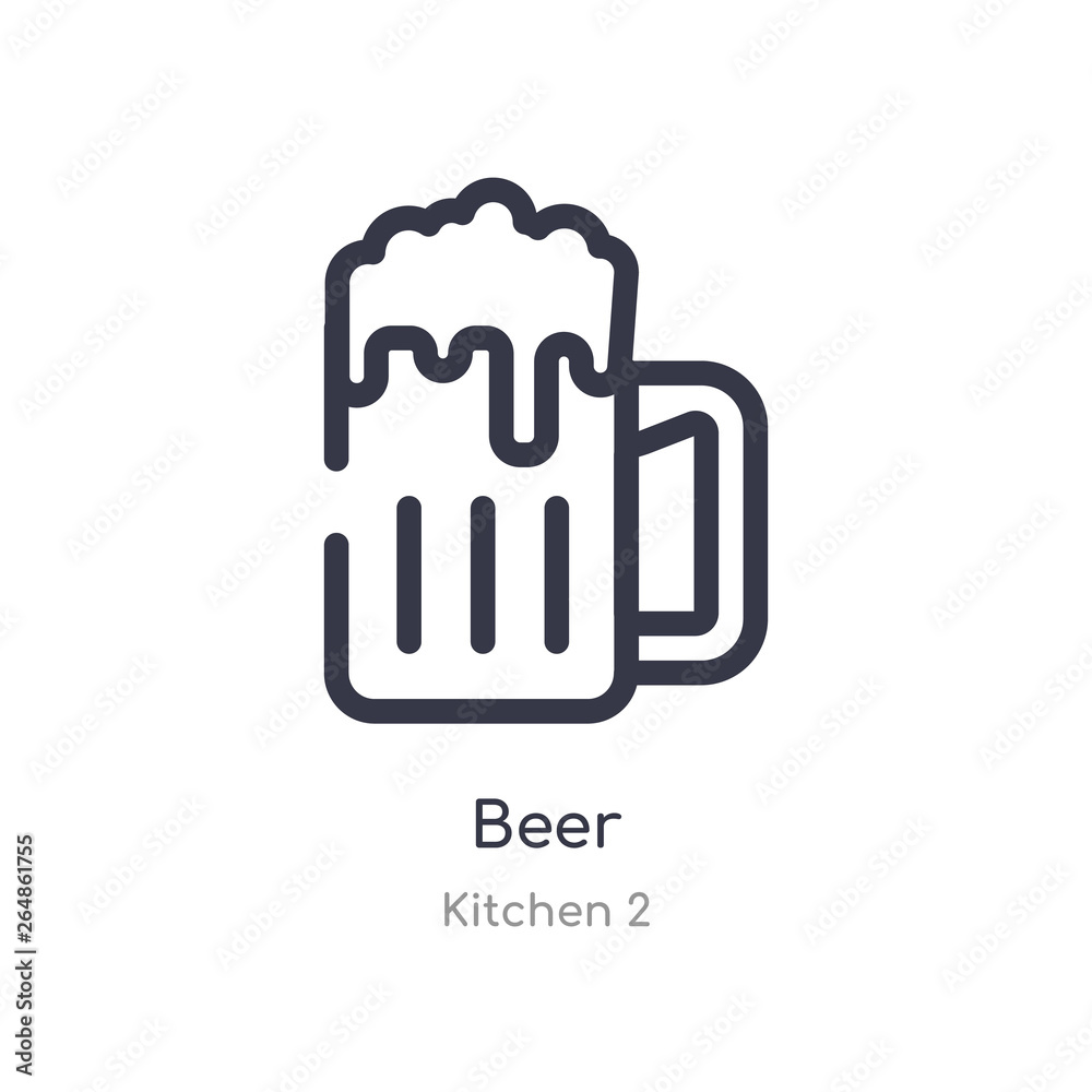 beer outline icon. isolated line vector illustration from kitchen 2 collection. editable thin stroke beer icon on white background beer outline icon. isolated line vector illustration from kitchen 2 collection. editable thin stroke beer icon on white background