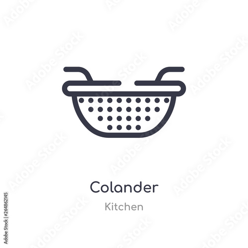 colander outline icon. isolated line vector illustration from kitchen collection. editable thin stroke colander icon on white background