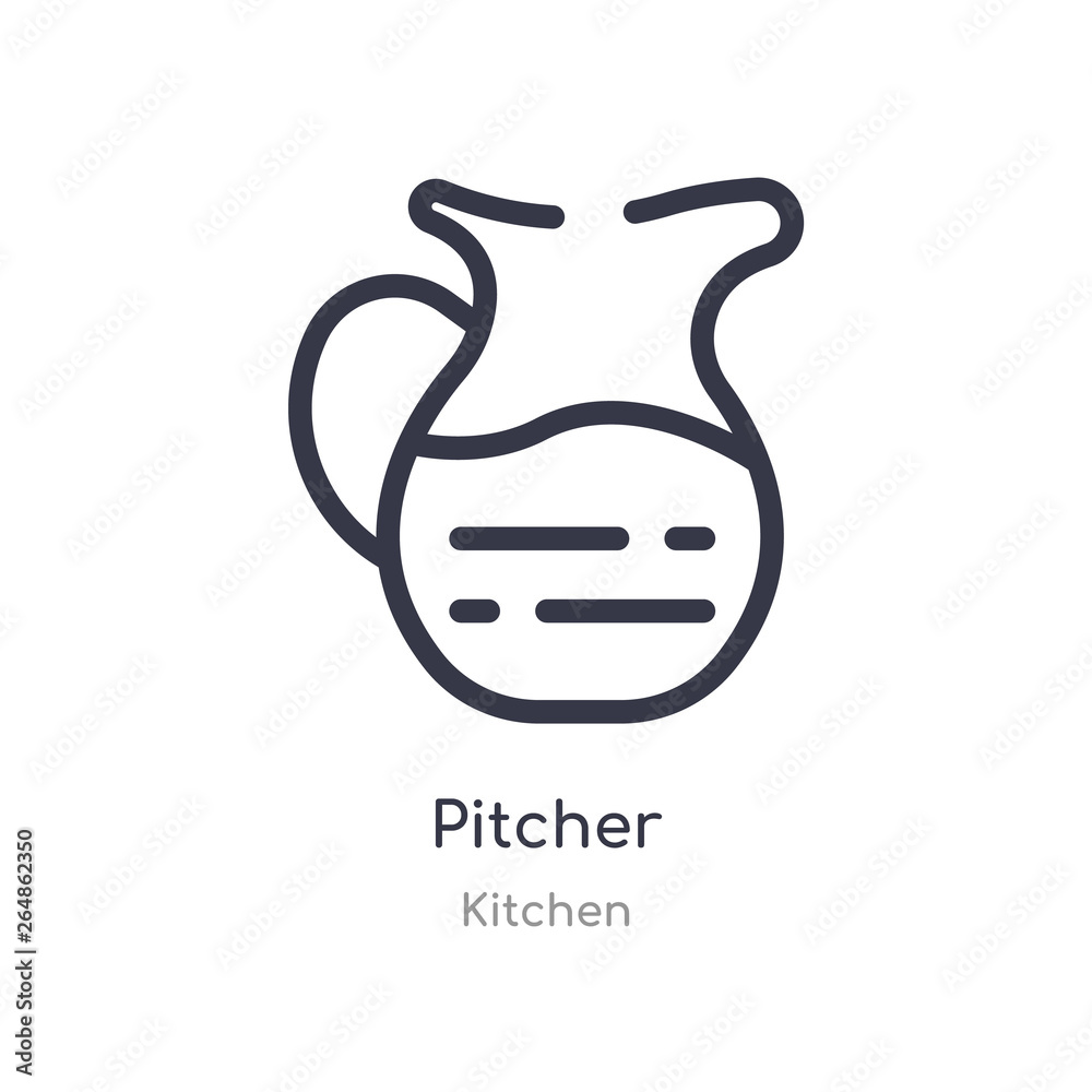 pitcher outline icon. isolated line vector illustration from kitchen collection. editable thin stroke pitcher icon on white background pitcher outline icon. isolated line vector illustration from kitchen collection. editable thin stroke pitcher icon on white background