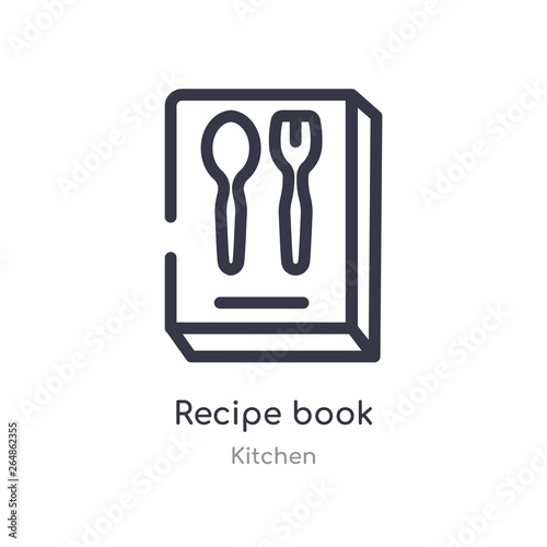 recipe book outline icon. isolated line vector illustration from kitchen collection. editable thin stroke recipe book icon on white background
