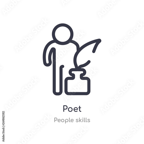 poet outline icon. isolated line vector illustration from people skills collection. editable thin stroke poet icon on white background
