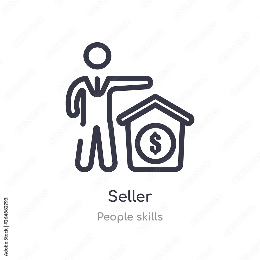 seller outline icon. isolated line vector illustration from people skills collection. editable thin stroke seller icon on white background seller outline icon. isolated line vector illustration from people skills collection. editable thin stroke seller icon on white background
