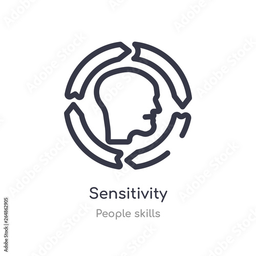 sensitivity outline icon. isolated line vector illustration from people skills collection. editable thin stroke sensitivity icon on white background photo