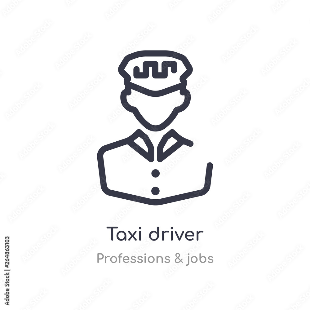 taxi driver outline icon. isolated line vector illustration from professions & jobs collection. editable thin stroke taxi driver icon on white background