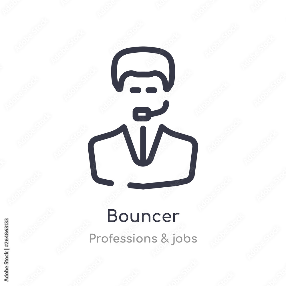 bouncer outline icon. isolated line vector illustration from professions & jobs collection. editable thin stroke bouncer icon on white background bouncer outline icon. isolated line vector illustration from professions & jobs collection. editable thin stroke bouncer icon on white background