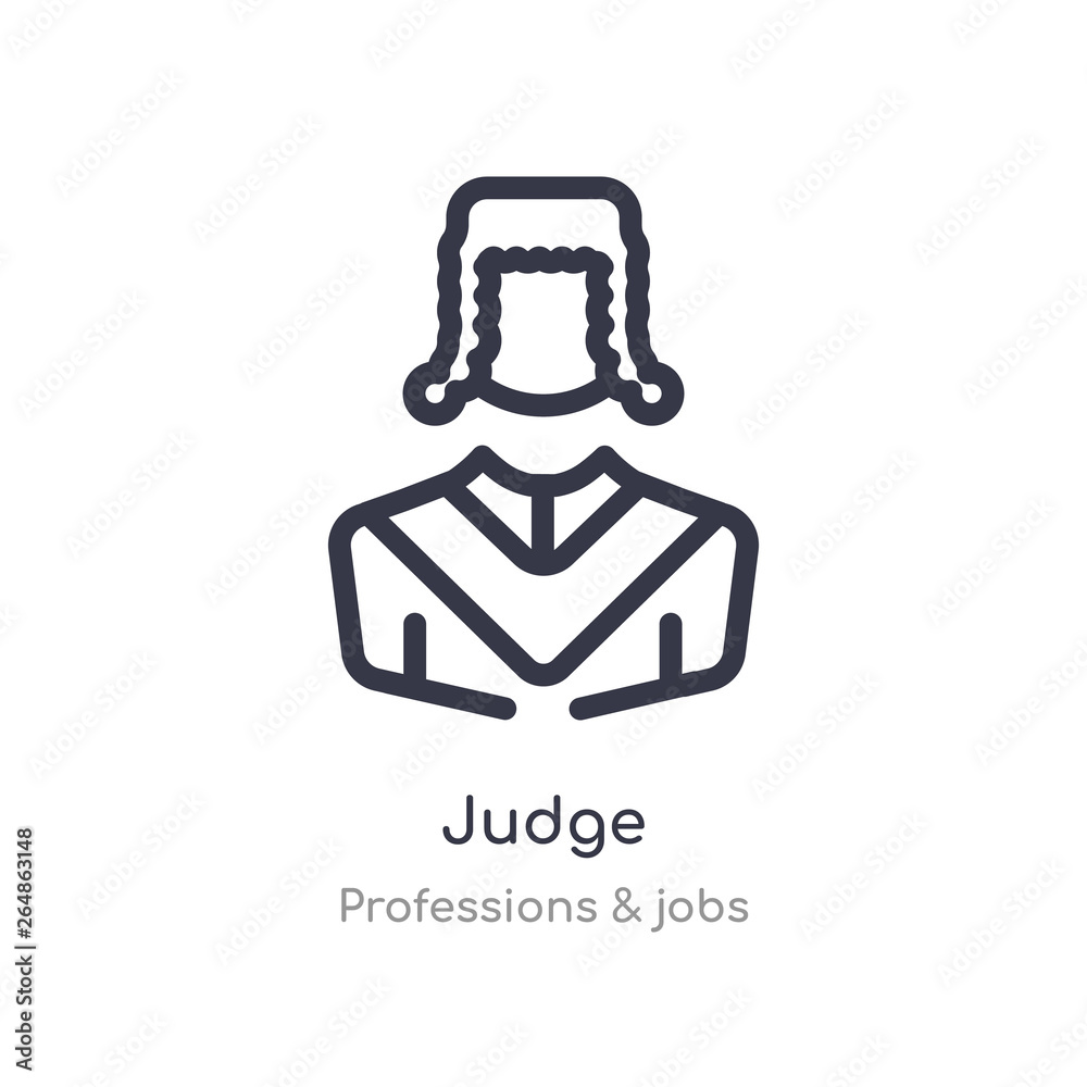 judge outline icon. isolated line vector illustration from professions & jobs collection. editable thin stroke judge icon on white background judge outline icon. isolated line vector illustration from professions & jobs collection. editable thin stroke judge icon on white background