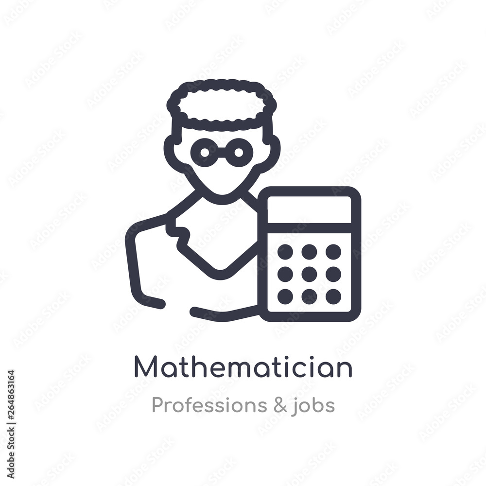 mathematician outline icon. isolated line vector illustration from professions & jobs collection. editable thin stroke mathematician icon on white background mathematician outline icon. isolated line vector illustration from professions & jobs collection. editable thin stroke mathematician icon on white background