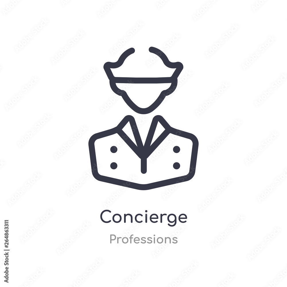 concierge outline icon. isolated line vector illustration from professions collection. editable thin stroke concierge icon on white background concierge outline icon. isolated line vector illustration from professions collection. editable thin stroke concierge icon on white background