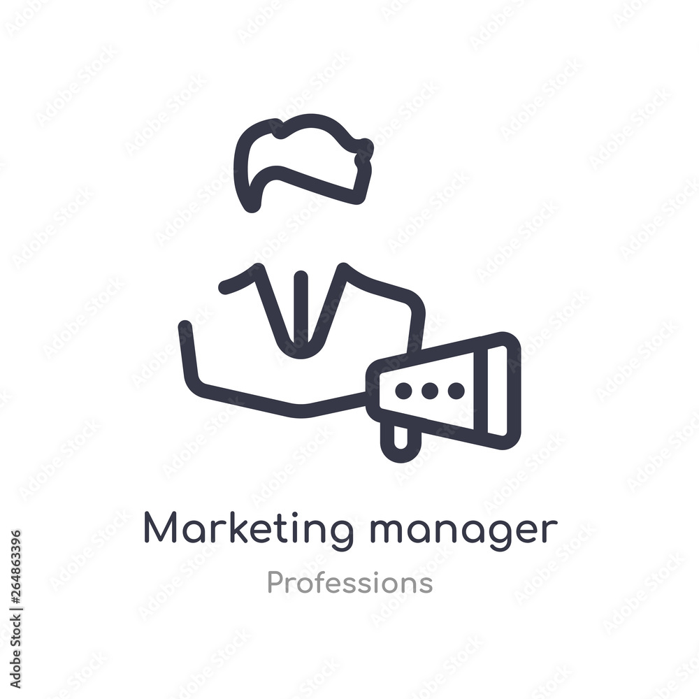 marketing manager outline icon. isolated line vector illustration from professions collection. editable thin stroke marketing manager icon on white background