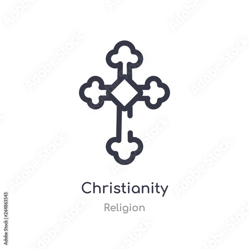 christianity outline icon. isolated line vector illustration from religion collection. editable thin stroke christianity icon on white background