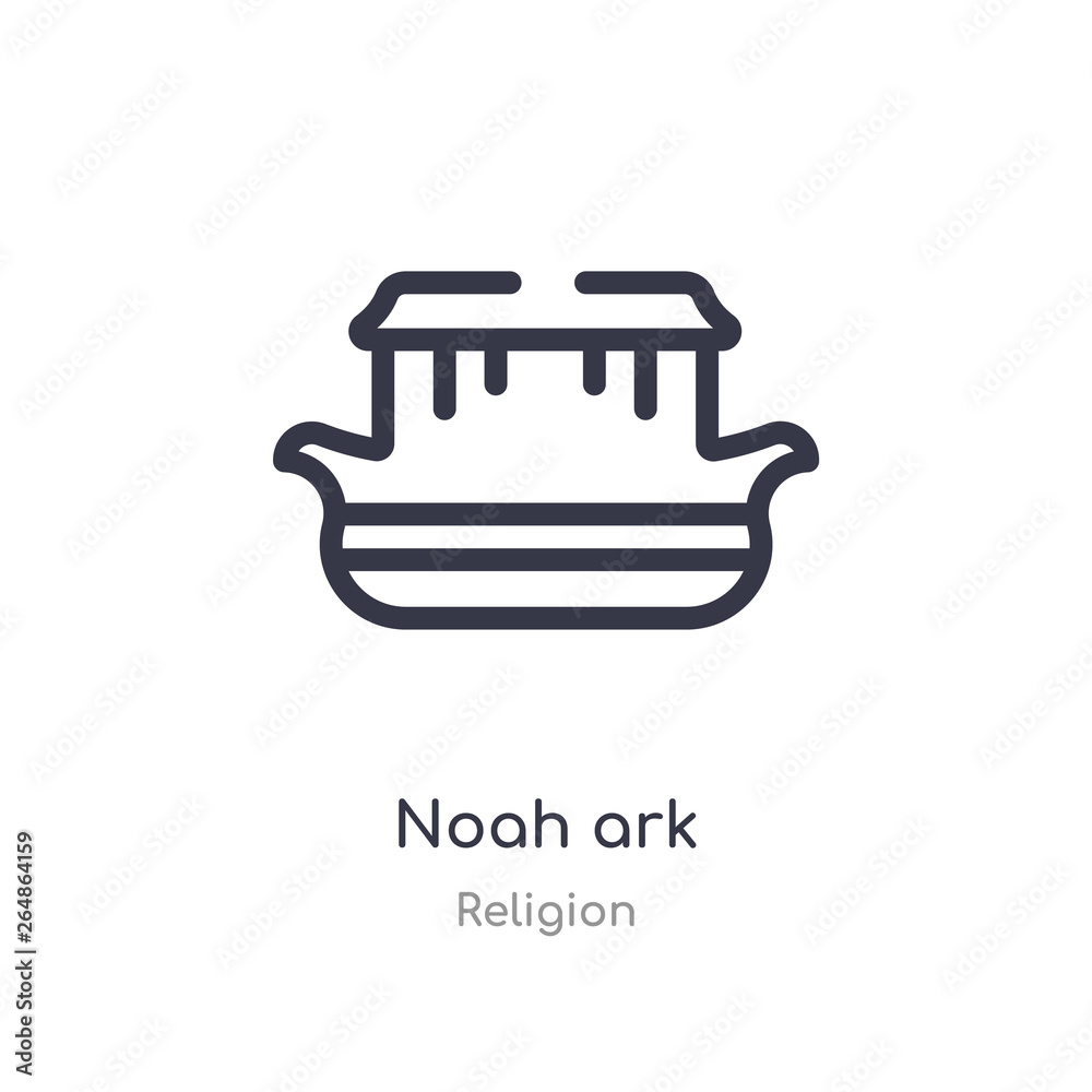 noah ark outline icon. isolated line vector illustration from religion collection. editable thin stroke noah ark icon on white background noah ark outline icon. isolated line vector illustration from religion collection. editable thin stroke noah ark icon on white background