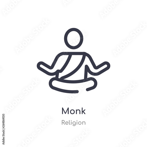 monk outline icon. isolated line vector illustration from religion collection. editable thin stroke monk icon on white background