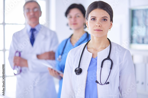 Group of doctors and nurses standing in the hospital Accident and Emergency department