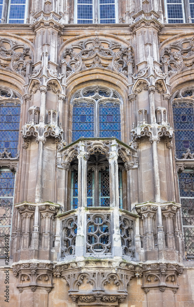 Ghent, Belgium - a fragment of the Gothic facade of the City Hall