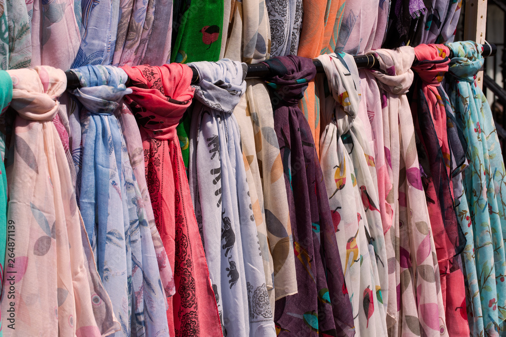 Fototapeta premium Ladies Scarves at an Outdoor Market