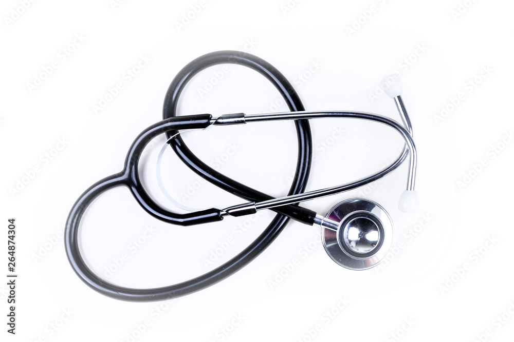 Black doctor's stethoscope isolated over white background Black doctor's stethoscope isolated over white background