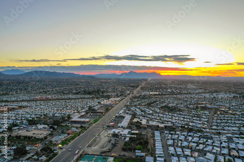 Obraz na plátně Aerial photo of Mesa Arizona retirement communities motor homes trailer parks