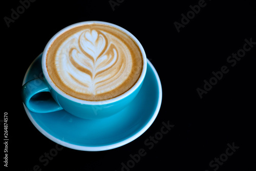 hot mocha coffee on black background
