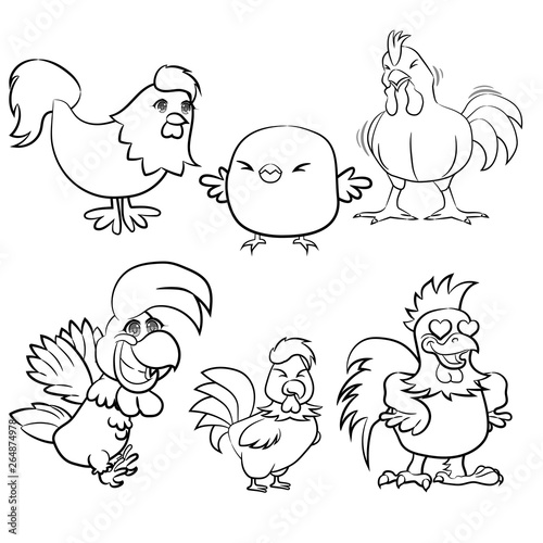 chicken set cartoon clipart