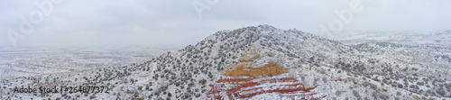 Tucumcari Mountain New Mexico covered in snow photo