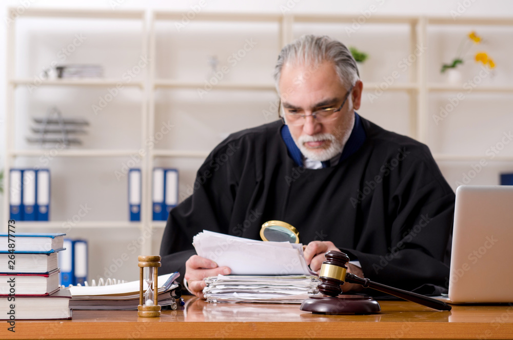 Aged lawyer working in the courthouse Aged lawyer working in the courthouse