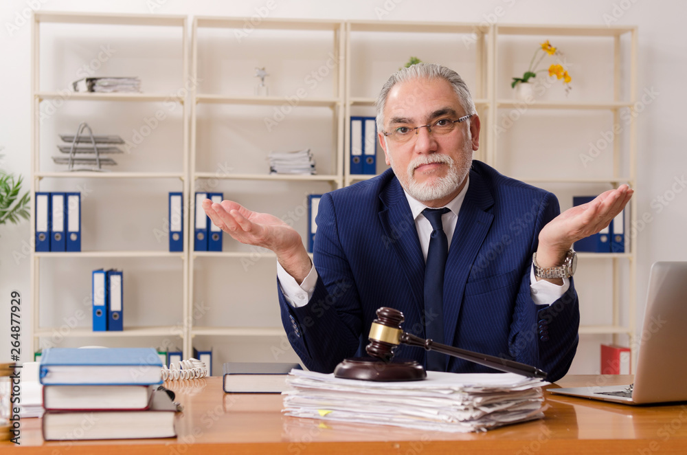Aged lawyer working in the courthouse Aged lawyer working in the courthouse