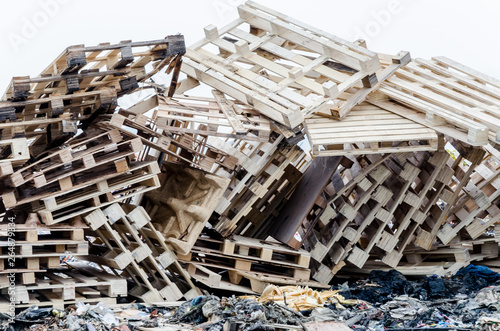 Obraz na płótnie Wooden waste dumped on dump site in Thailand w salonie