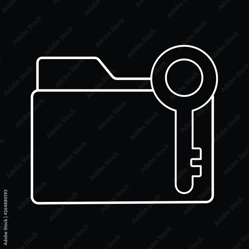 File folder line icon. Key access, lock, lcon