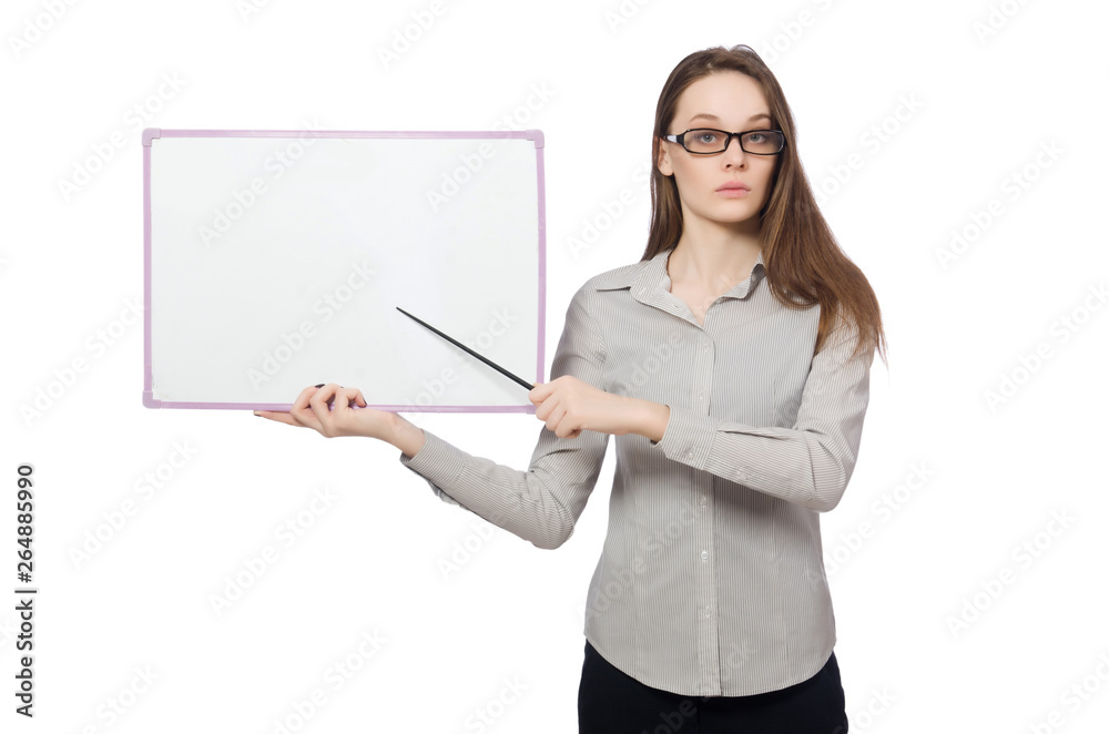 Woman in business concept isolated on white Woman in business concept isolated on white