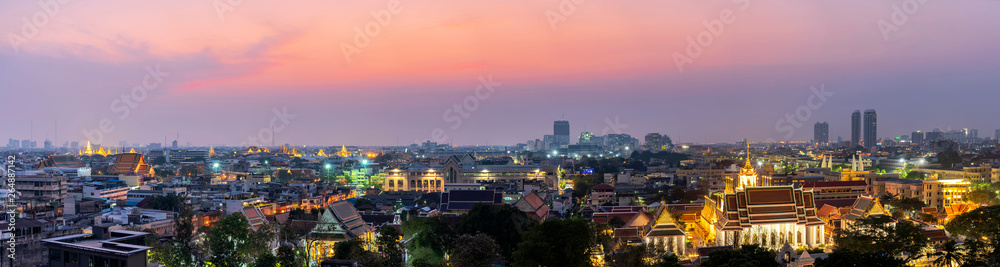 Panoramic view of Bangkok, in Thailand.  Panorama concept.