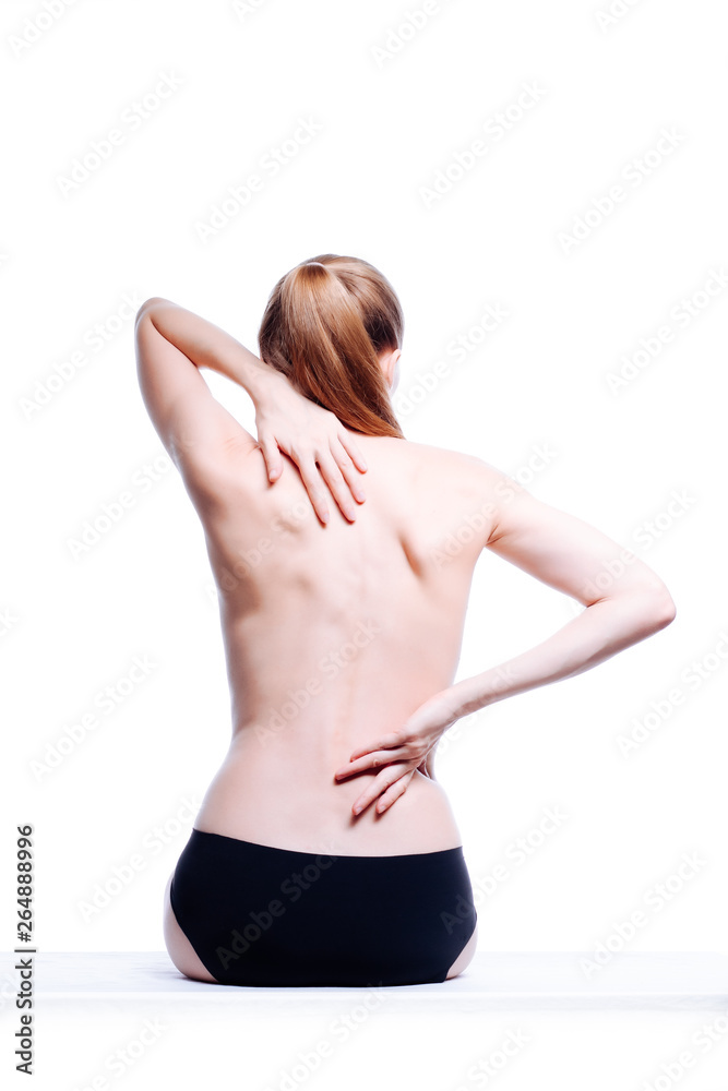 Back of beautiful nude woman on white background Back of beautiful nude woman on white background