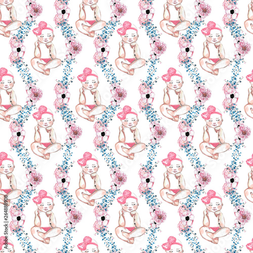 baby girl : watercolor seamless pattern / texture 