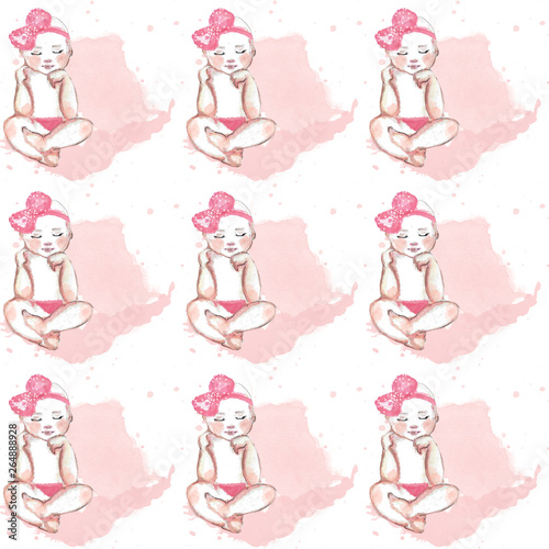 baby girl : watercolor seamless pattern / texture 