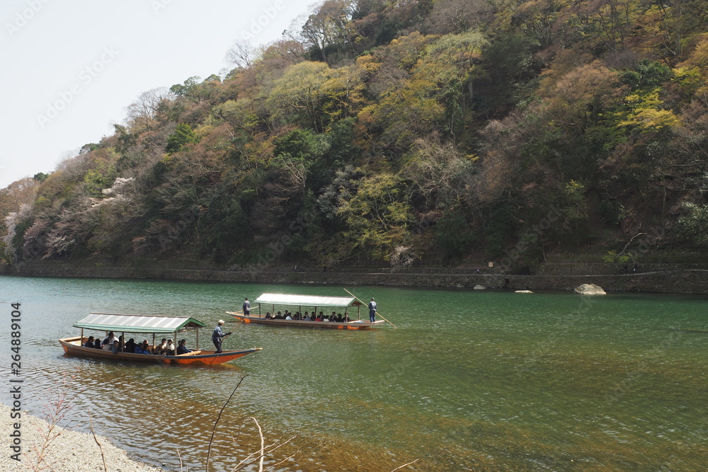 Naklejka premium Boat Katsura River, Arashiyama