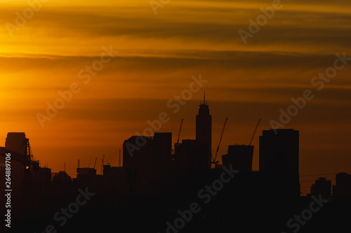 The silhouette of building. Sunset view in City  Bangkok  Thailand