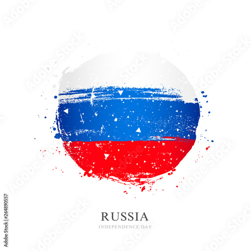 Russian flag in the form of a large circle. Vector illustration