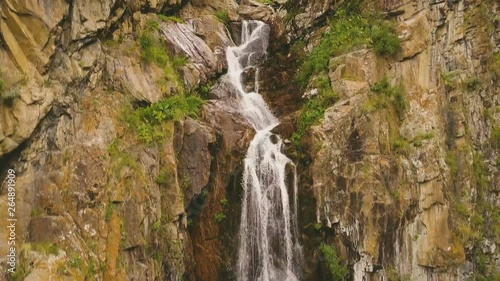 Butakovka waterfall in the mountain valley, Kazakhstan, Central Asia (aerial photography) photo