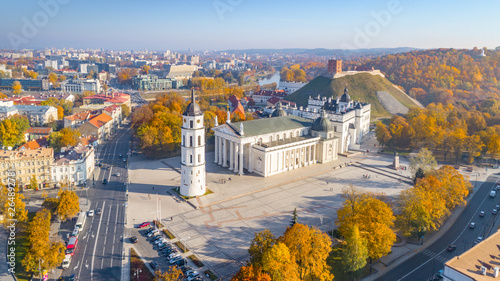 The Cathedral Square, main square of the Vilnius Old Town, a key location in city's public life, situated as it is at the crossing of the city's main streets, Vilnius, Lithuania