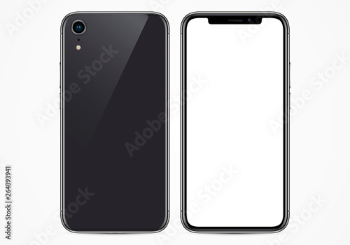 smartphone with glass case and frameless blank screen in high detail