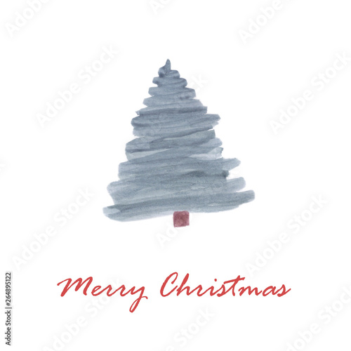 Merry Christmas greeting card with christmas tree