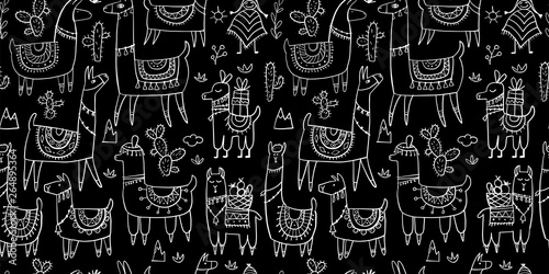 Cute lamas, seamless pattern for your design