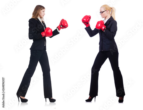 Pair in funny boxing concept